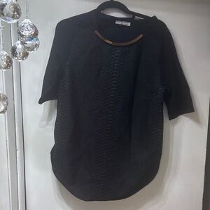 Zara Black Textured Short Sleeve Top